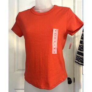 Old Navy Medium Womens Ribbed Short Sleeve T Shirt Snug Bright Casual Comfy